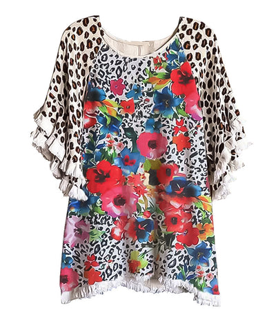 Blusa Suelta Cuello Redondo con Volantes de Encaje y Bloques de Color para Mujer - Image 20