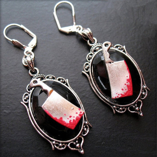 Aretes Hacha Sangriente Gótica - Adorno Halloween