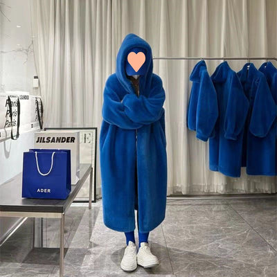 Abrigo Largo de Lana con Capucha para Mujer - Diseño Suelto y Cálido - Image 8