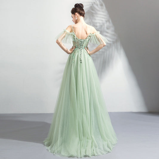 Vestido de Fiesta Menta Hombro Descubierto para Boda y Eventos Especiales - Image 2