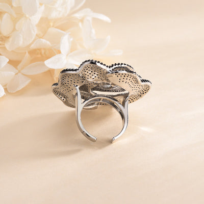 Anillo Floral 3D con Zirconia y Zafiro Negro para Mujer - Image 10