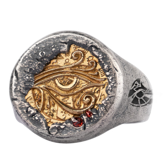 Anillo de Cobre con Incrustaciones de Plata - Ojo de Horus Faraónico - Image 2