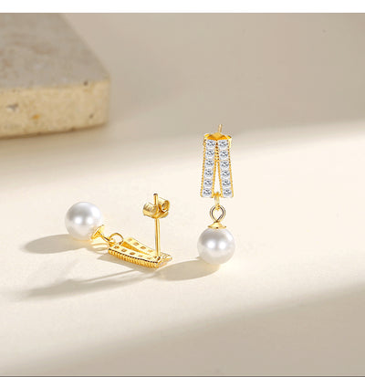 Aretes de Perla Geométrica Diamante - Lujo Asequible Estilo Nicho - Image 14