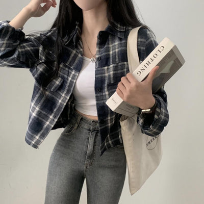 Camisa Cuadrille Oversized de Manga Corta - Image 7