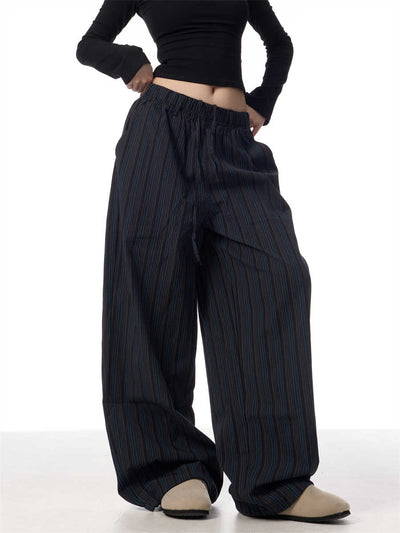 Pantalones Anchos de Rayas Vintage Americano - Casual y Cómodo para Mujer - Image 5