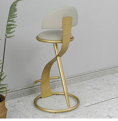 Taburete de Barra para Isla de Cocina con Respaldo, Cuero y Metal - Image 11