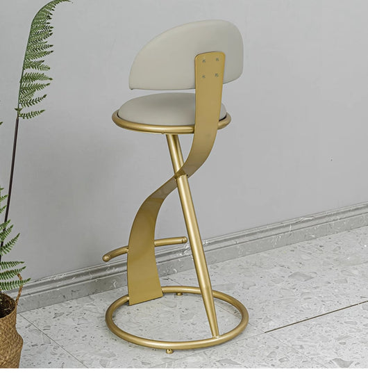 Taburete de Barra para Isla de Cocina con Respaldo, Cuero y Metal - Image 11