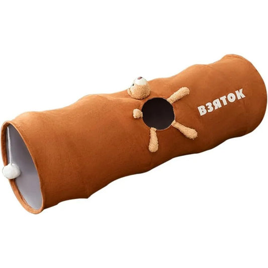 Túnel Felino Plegable con Bola de Peluche - Juguete Interactivo para Gatos de Interior