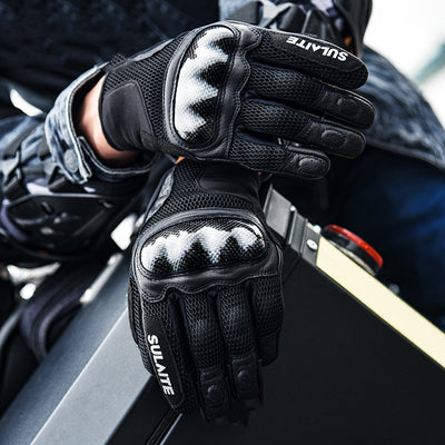 Guantes de Motociclista Transpirables en Fibra de Carbono con Protección Anticaída