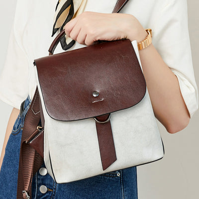 Mochila de Cuero Genuino con Contraste de Colores - Estilo Europeo - Image 10