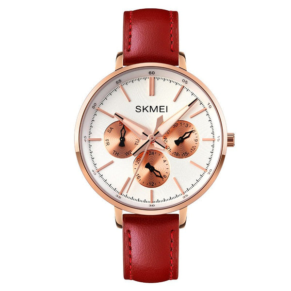 Reloj de Cuero Genuino para Mujer con Diseño Retro y Correa de Seis Pasadores - Image 5