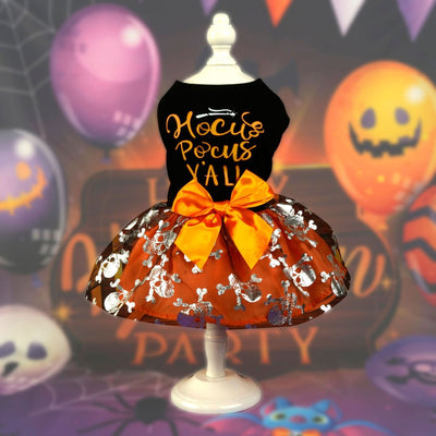 Disfraz de Halloween para Perros y Gatos - Calavera Negra con Decoración de Fiesta - Image 6