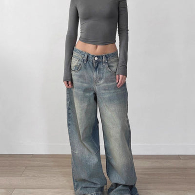 Jeans Sueltos Retro Vintage Lavados para Mujer - Image 2