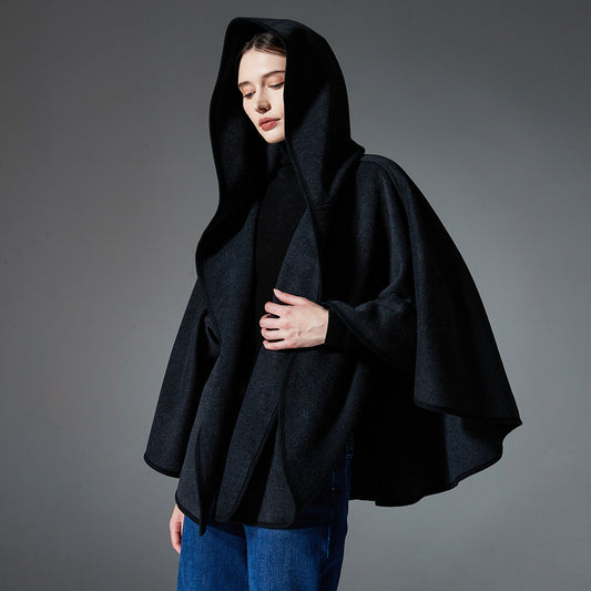 Capa Poncho Reversible de Lana Doble Faz