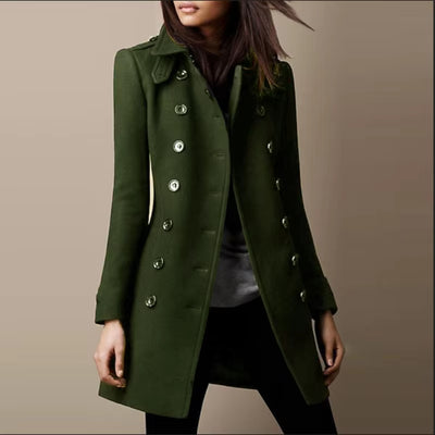 Abrigo de Lana Doble Botonadura para Mujer - Elegante Sobretodo Suelto para Otoño e Invierno - Image 17