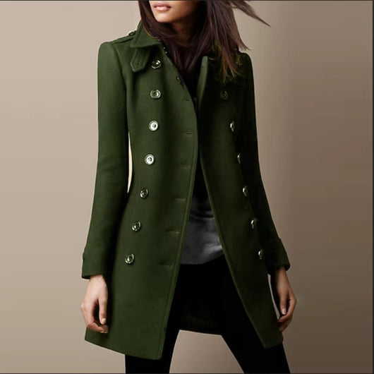Abrigo de Lana Doble Botonadura para Mujer - Elegante Sobretodo Suelto para Otoño e Invierno - Image 17
