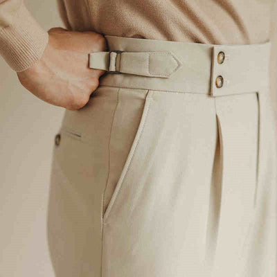 Pantalones Neapolitanos de Corte Recto Cintura Alta para Hombre - Image 4