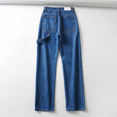 Jeans Talle Alto Pierna Ancha Retro con Costuras Decorativas - Image 17