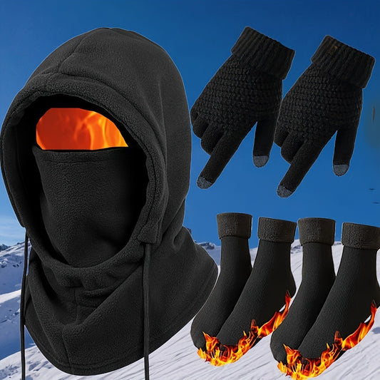 Conjunto Completo Abrigador: Gorro, Guantes y Calcetines Invierno