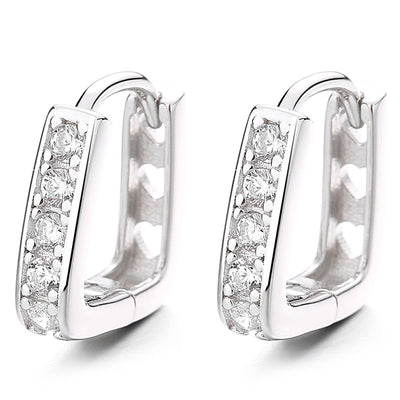 Aretes de Plata 925 Diseño Hueco U con Diamantes - Elegancia Minimalista - Image 4