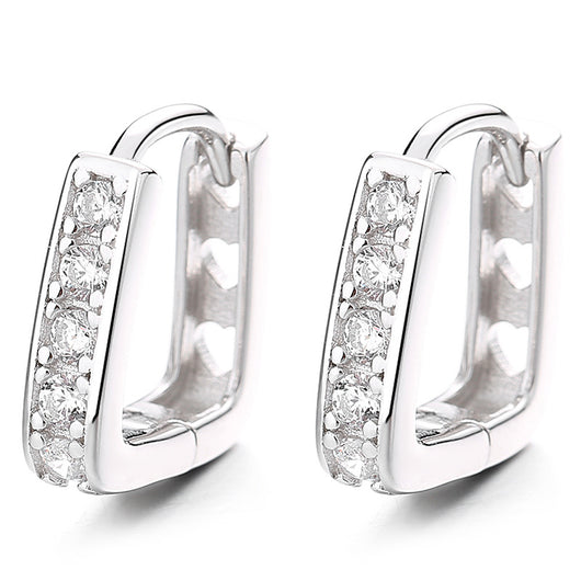 Aretes de Plata 925 Diseño Hueco U con Diamantes - Elegancia Minimalista - Image 4