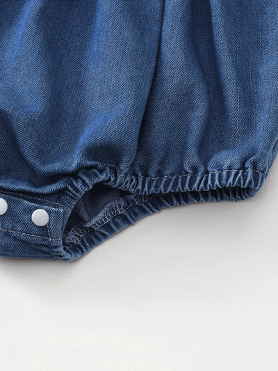 Conjunto Dos Piezas: Romper Denim con Volantes y Pañoleta - Image 7