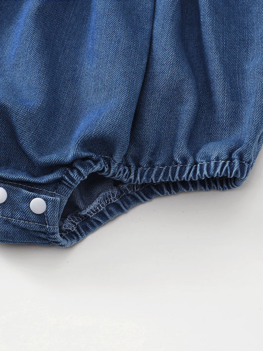 Conjunto Dos Piezas: Romper Denim con Volantes y Pañoleta - Image 7