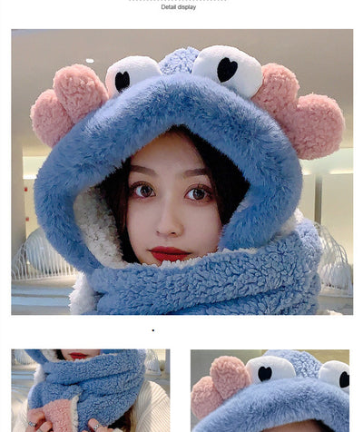 Gorro Bufanda Guantes 3 en 1 Cangrejo Adorable - Terciopelo Grueso para Invierno - Image 6