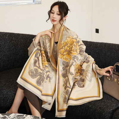 Bufanda de Cachemira Elegante Estilo Nacional Reversible Jacquard Doble Cara - Image 26