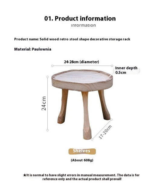 Taburete Bajo Retro de Madera Maciza con Almacenamiento - Image 6