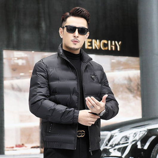 Chaqueta de Plumón para Hombre con Cuello Alzado y Mangas Tejidas - Image 11