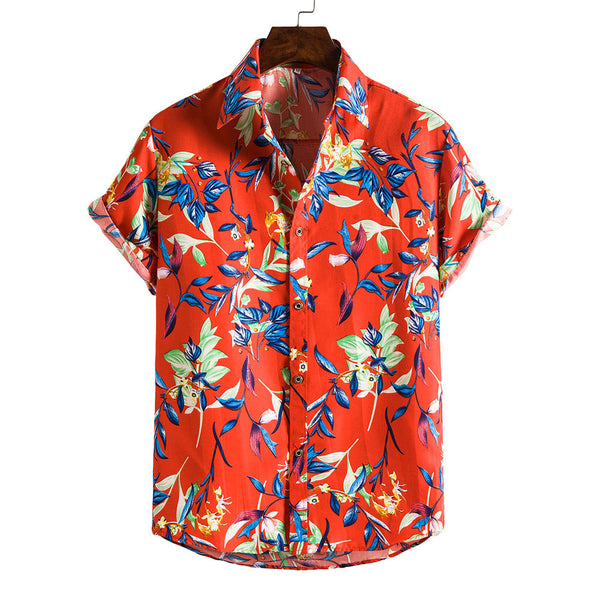 Camisa Casual de Manga Corta con Estampado Floral para Hombre - Image 3