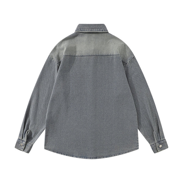 Camisa Denim Blanca Desgastada Estilo Urbano Punk para Hombre