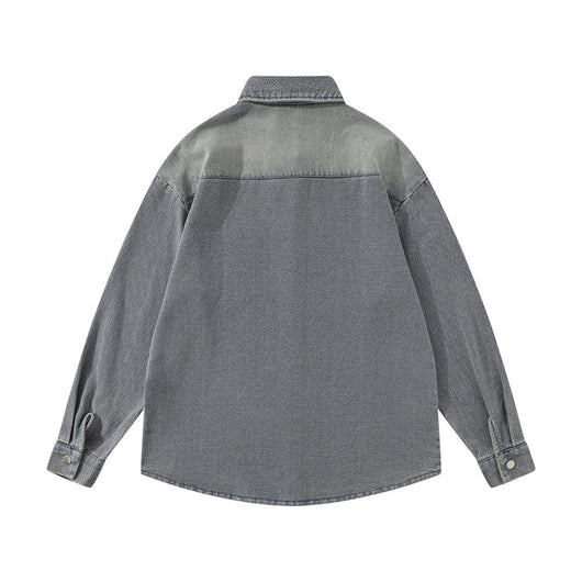 Camisa Denim Blanca Desgastada Estilo Urbano Punk para Hombre - Image 2