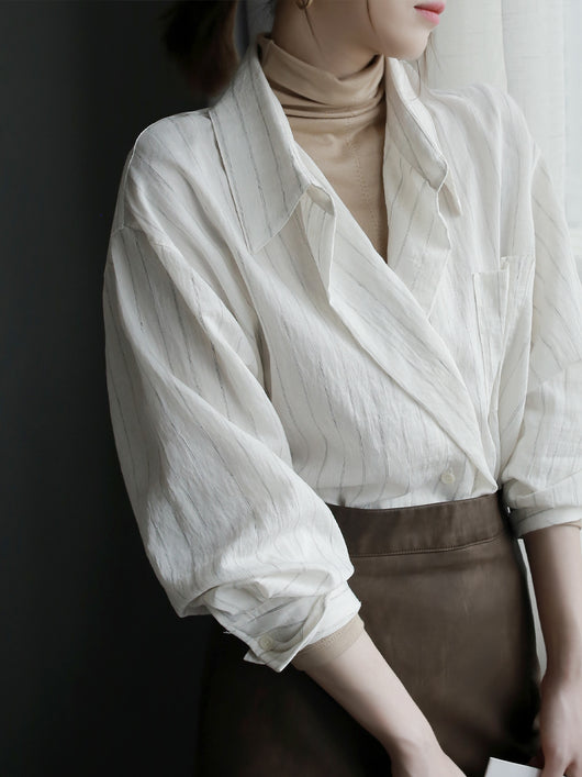 Cardigan Rayado con Botones - Blusa Suelta y Cómoda - Image 17