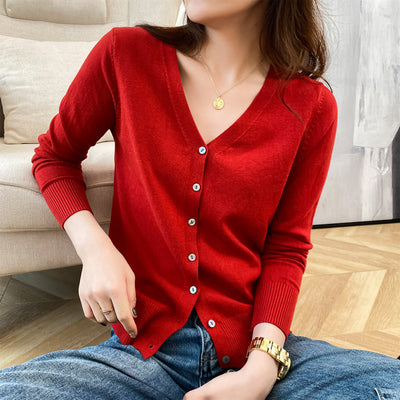 Cardigan Corto Cuello V para Mujer - Suéter Exterior Versátil - Image 4