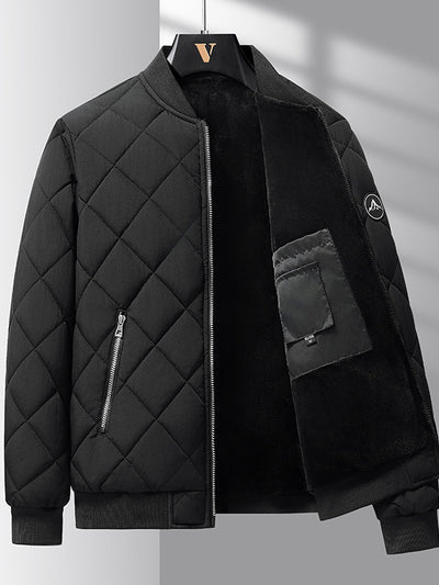 Abrigo de Béisbol Acolchado con Diseño de Rombos - Chaqueta de Invierno Cálida para Hombre - Image 7