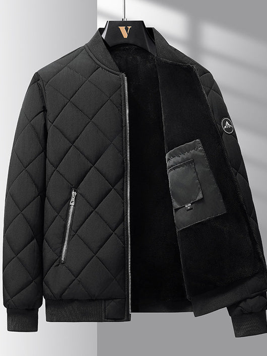 Abrigo de Béisbol Acolchado con Diseño de Rombos - Chaqueta de Invierno Cálida para Hombre - Image 7