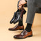 Zapatos Oxford de Cuero Genuino Talla Grande Hombre Punta Cuadrada Bicolor
