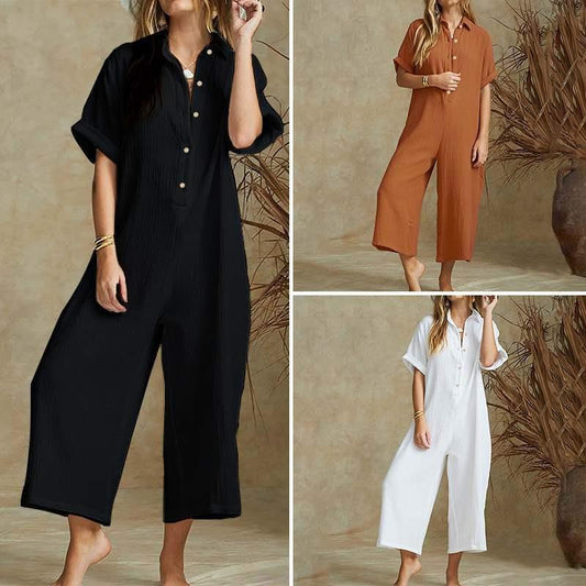Jumpsuit Corto Elegante de Manga Corta para Mujer