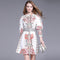 Vestido Elegante Palacio Estampado Manga Farol Ajustado Multiuso