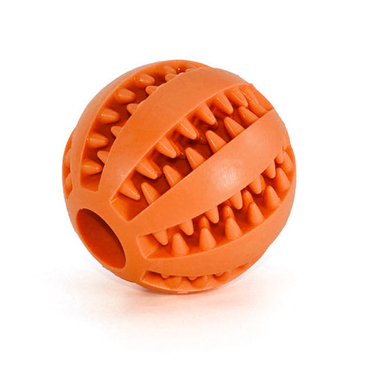 Bright green rubber pet toy ball with textured spikes and ridges for dental cleaning and food dispensing. - Image 14