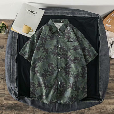 Camisa Suelta Estampada de Manga Corta para Hombre - Image 13