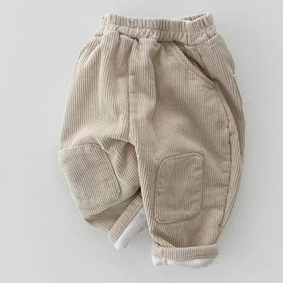 Pantalones de Pana Coreanos con Forro Polar y Parches - Image 3