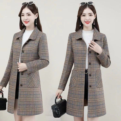 Abrigo de Lana Cuadrillé para Mujer Madura - Colección Otoño