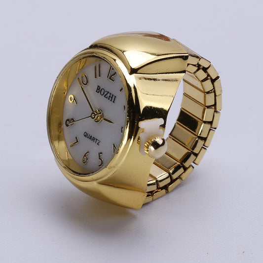 Reloj de Moda Digital Anillo Disco Oro y Blanco - Image 2