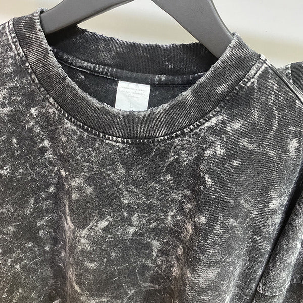 Camiseta Vintage Desgastada de Manga Larga con Cuello Redondo