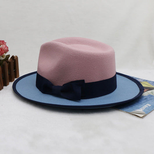 Sombrero Fedora Hombre Patchwork Bicolor - Gorra de Fieltro Elegante - Image 5