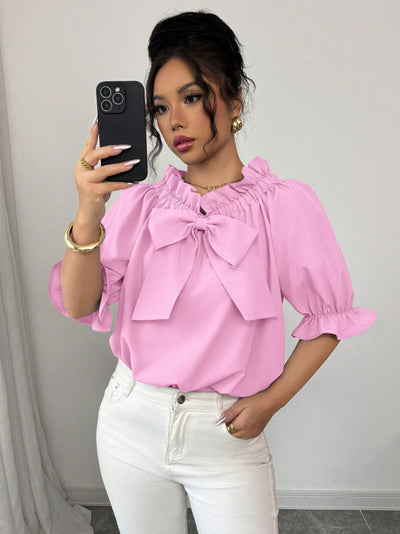 Blusa Cuello Barco con Volantes y Detalle de Moño - Image 9