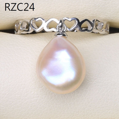 Anillo de Perla Barroca Natural Diseño Luna Platino - Image 34